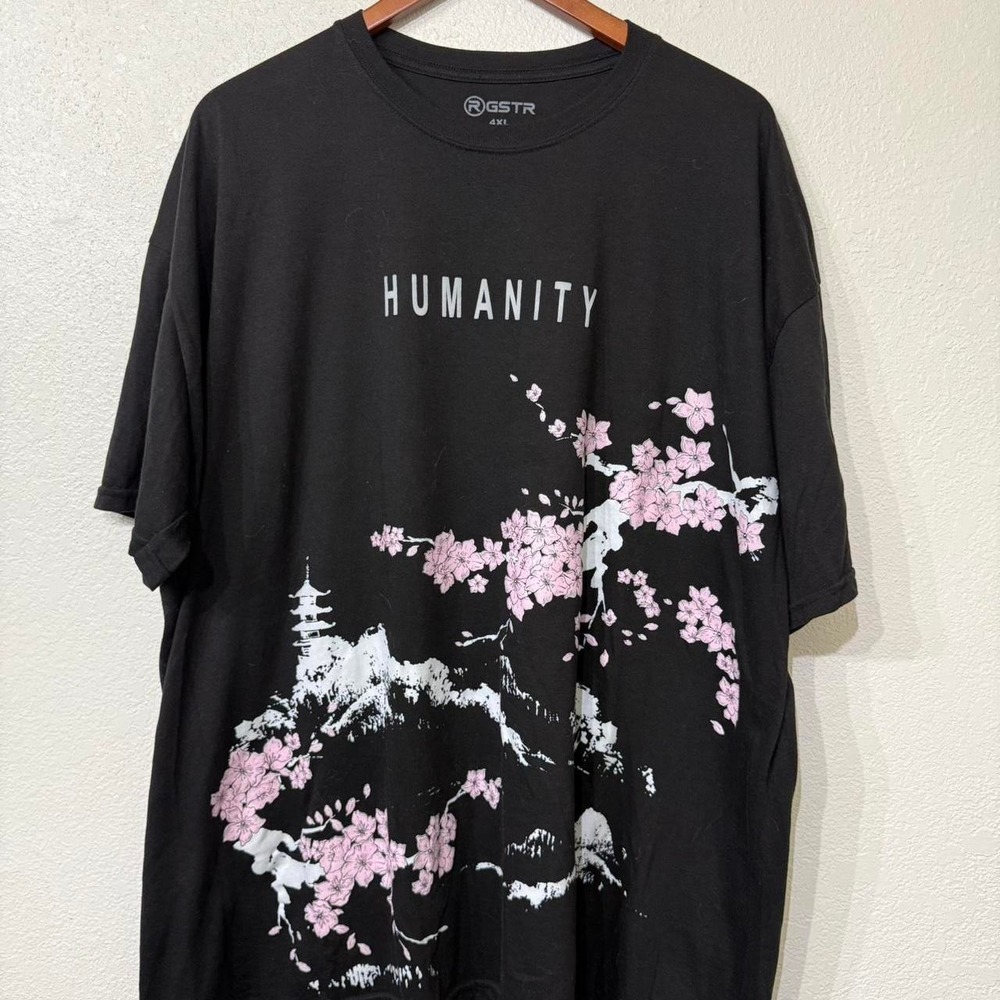Black & pink cherry blossom humanity tee